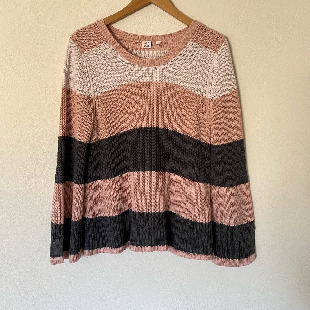 Gap Knit Striped Sweater Oversized Neapolitan Flare Sleeve Size Medium - Picture 8 of 8